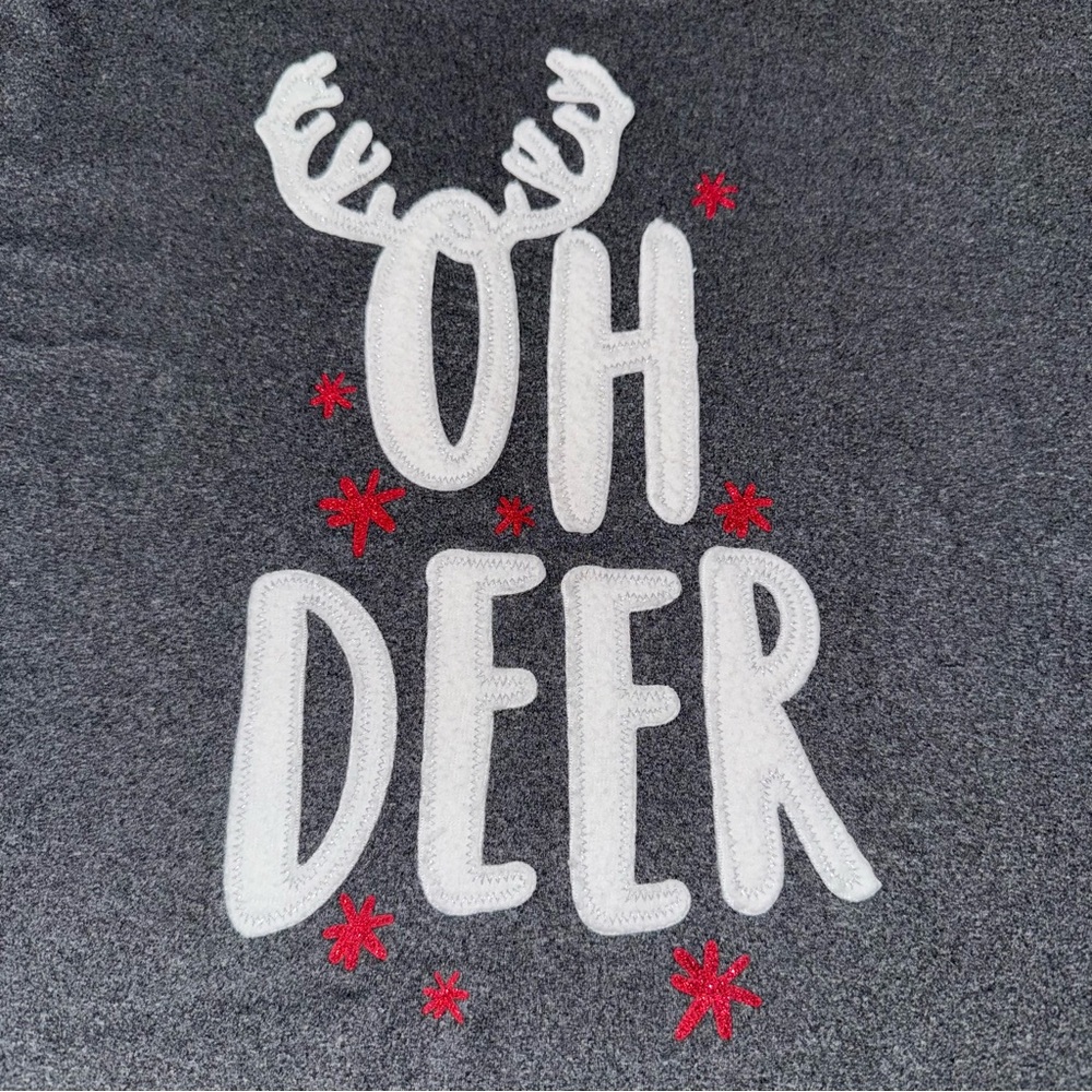 Secret Treasures L/XL Christmas Sleep Shirt‎ Gray "Oh Deer" Reindeer Nightgown - Picture 3 of 10